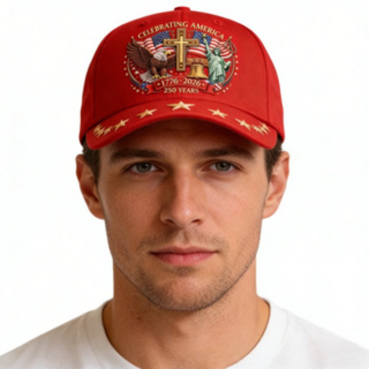 2-Pack US 250th Anniversary Caps - Eagle and Liberty and Cross Design, Adjustable Patriotic Baseball Caps, Unisex, Printed Caps, Independence Day Caps, Holiday Accessories, Ideal Gift for History Lovers, Suitable for All Seas