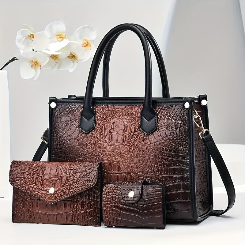 Faux Leather Women's Bag Set Crossbody Shoulder Bag