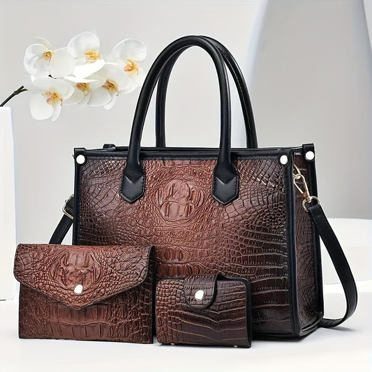 Faux Leather Women's Bag Set Crossbody Shoulder Bag