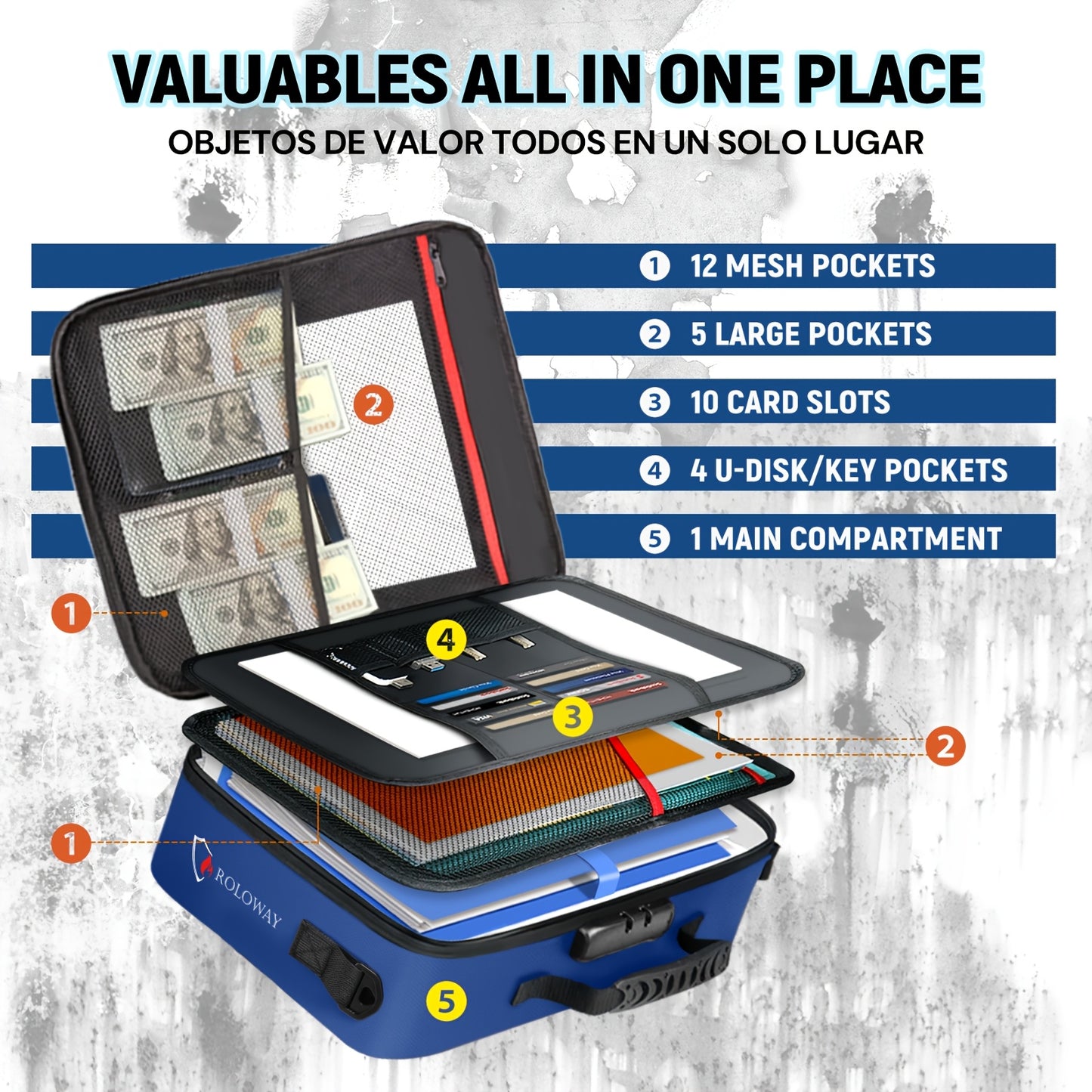 1pc Fireproof Document Bag With Lock & Reflective Strip (17 X 11.8 X 5 Inch), Important Document Storage Bag With Multi-Layer File Organizers Valentine'S Day