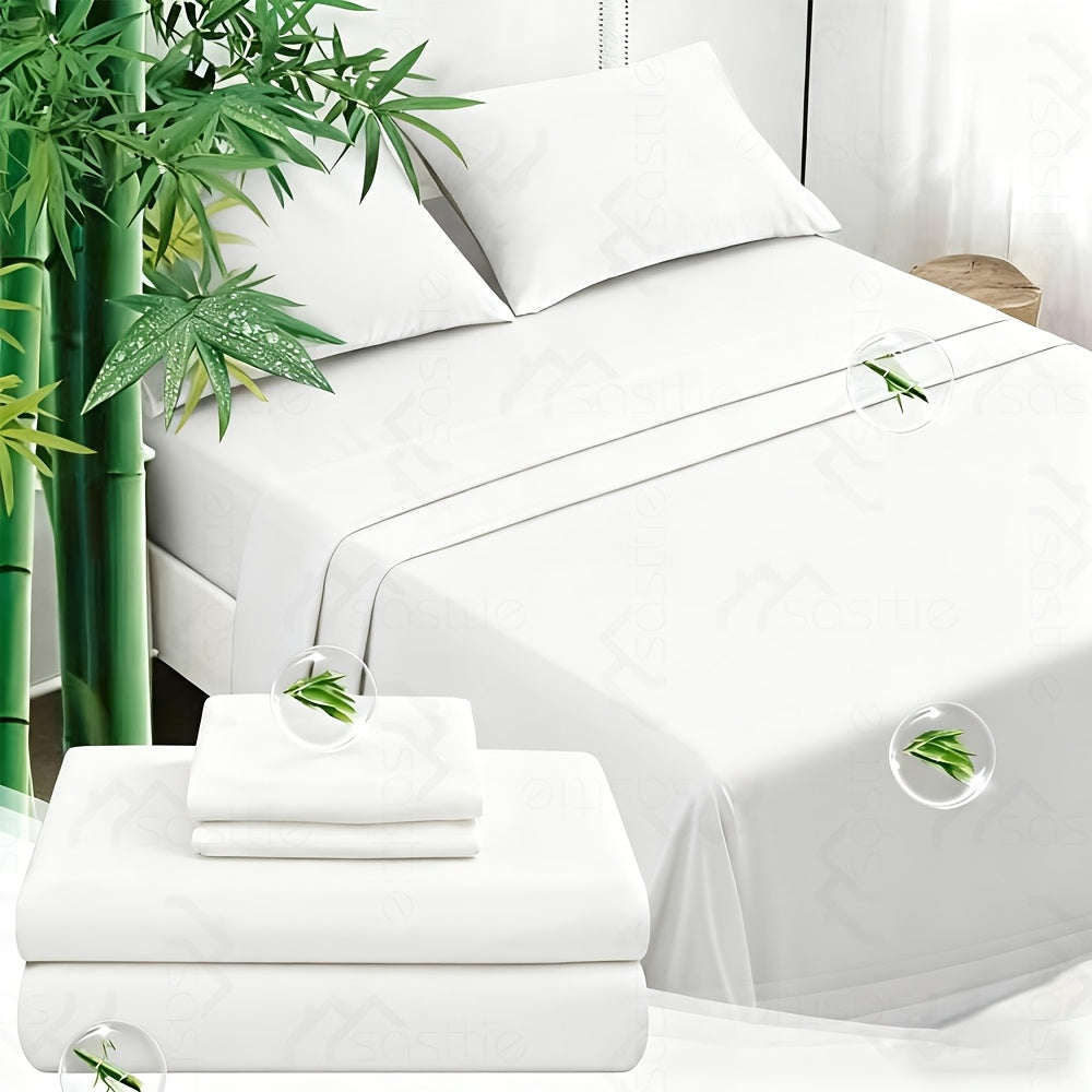 SASTTIE Bamboo Bed Sheet Set Ultra Soft Breathable All Season