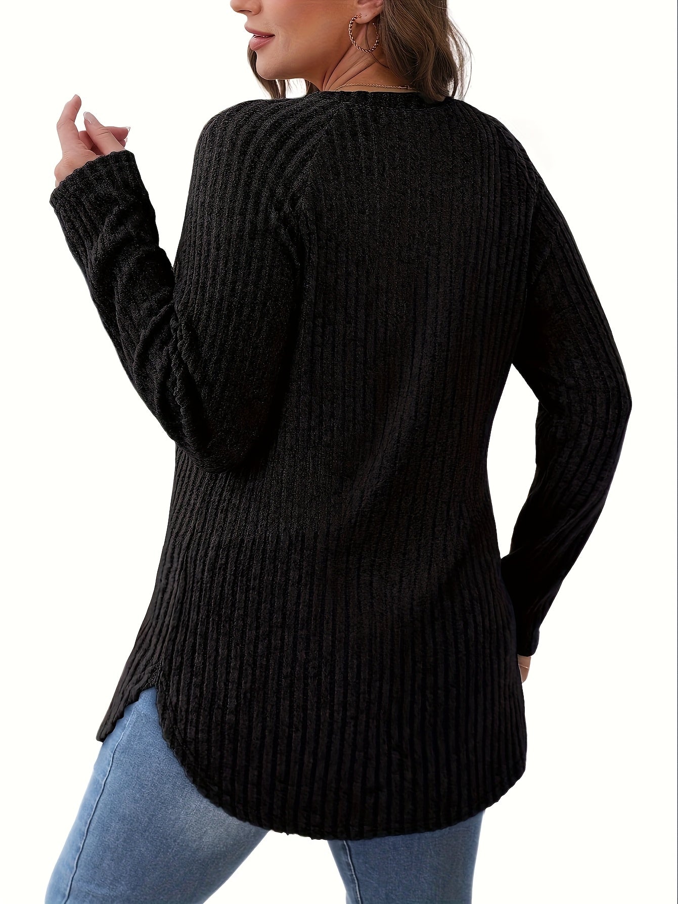 Three Piece Women's Casual Sweater Set With Round Neck Tee