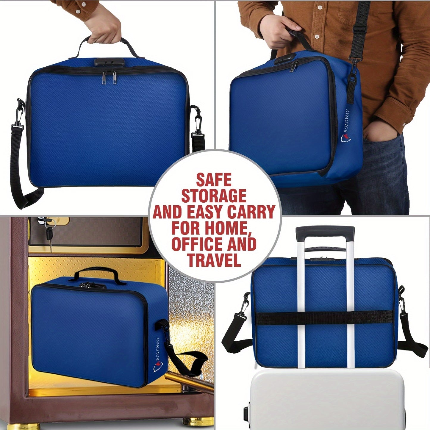 1pc Fireproof Document Bag With Lock & Reflective Strip (17 X 11.8 X 5 Inch), Important Document Storage Bag With Multi-Layer File Organizers Valentine'S Day