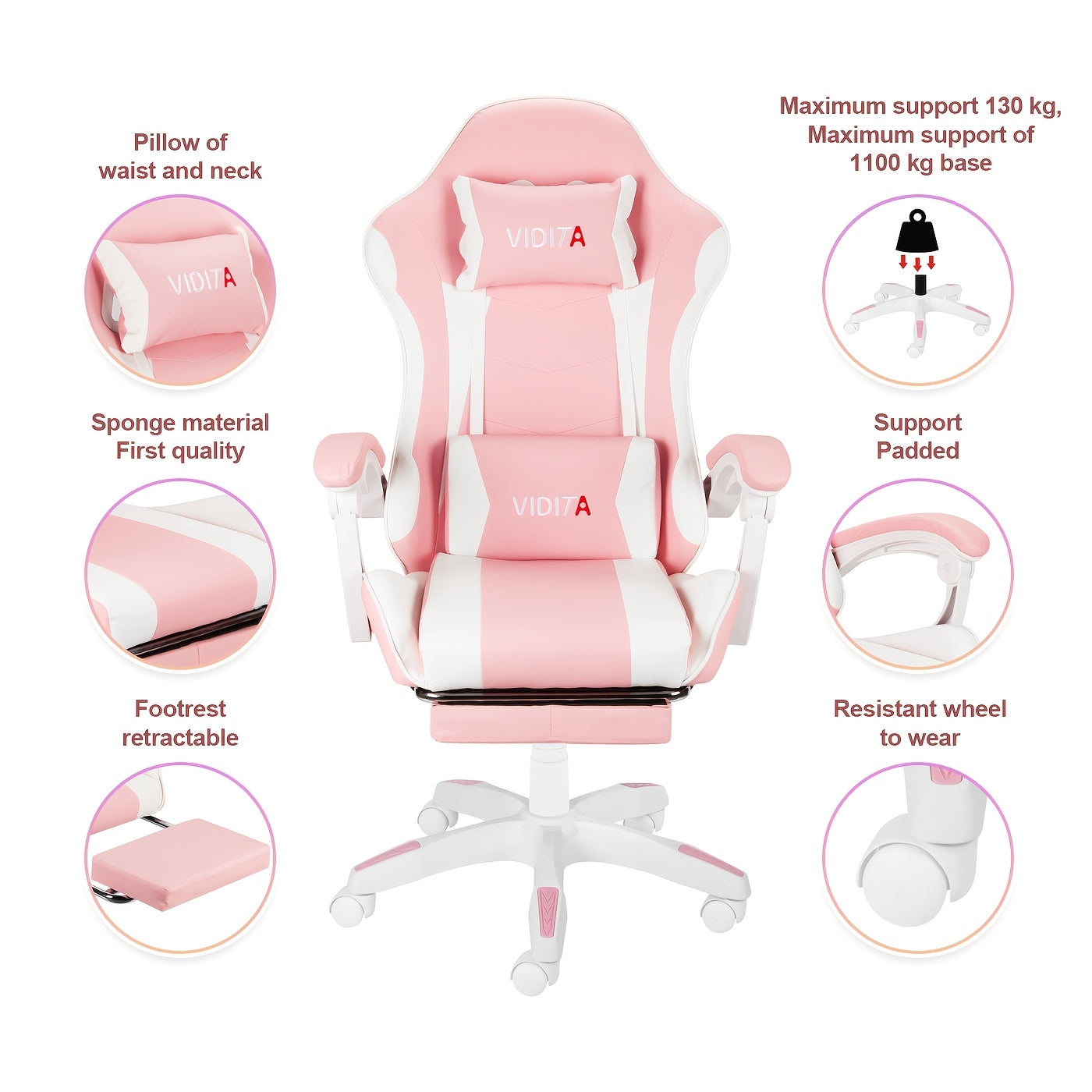 Ergonomic Gaming Chair With Lumbar Support Racing Style For PC