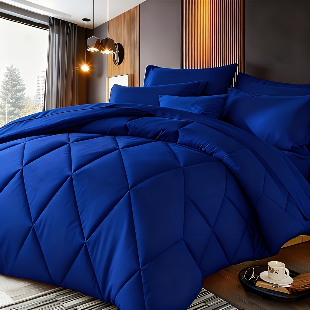 2/3pcs Solid Color Diamond Pattern Large & Extra-Large Bed Sheet Sets Soft Comfortable And Ultra-fine Fiber Filled Lightweight Fabric Breathable Quilt Easy to Take Care Of Equipped with Quilts And Pillowcases Luxurious Qualit