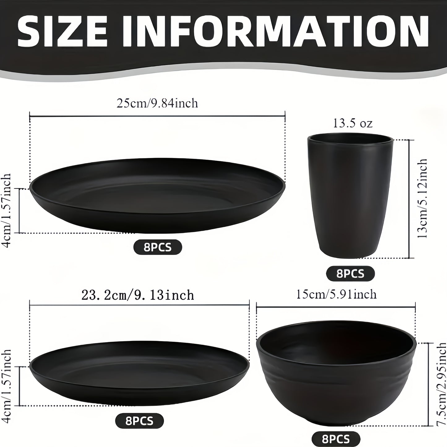 AYD Wheat Straw Dinnerware Set Service For 8 Dishwasher Safe