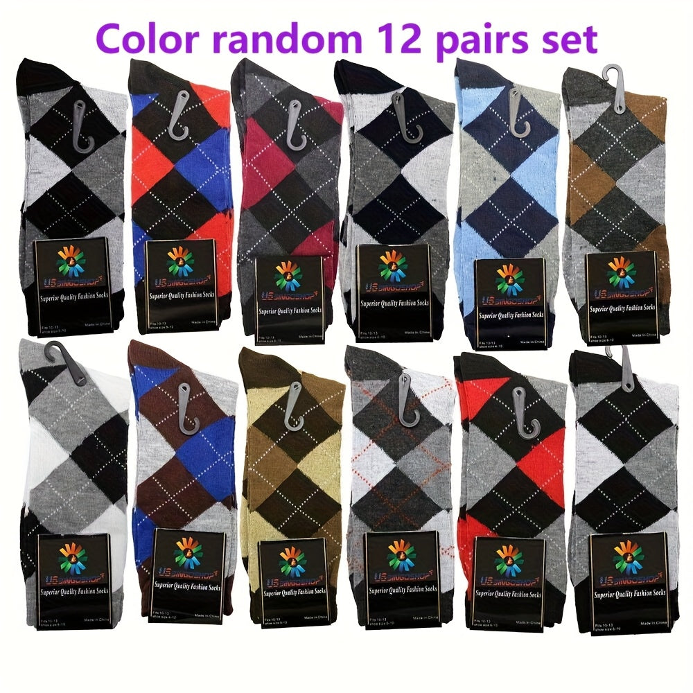 Argyle Style Cotton Dress Socks For Men
