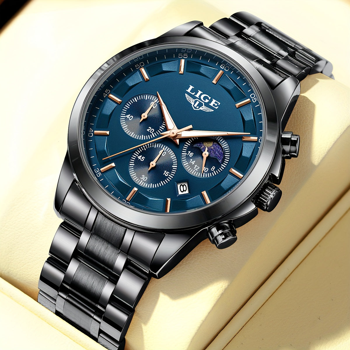 LIGE Luxury Analog Watch for Men and Women Stainless Steel