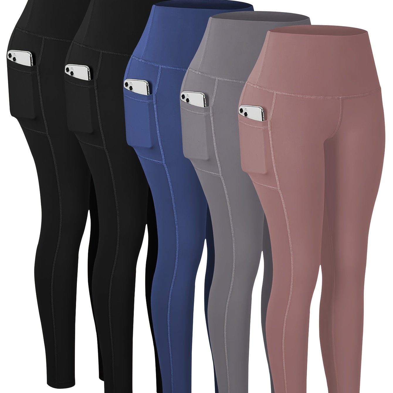 Women's Plus-Size High-Waisted Yoga Pants With Pockets