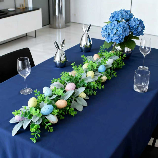 Artificial Eucalyptus Vine Garland with Easter Eggs - Realistic Foliage & Plastic Eggs, Tabletop or Mantle Hanging Decor for Christmas, Easter Party Decoration Suitable for Home Holiday Party Centerpiece, Spring Table Setting