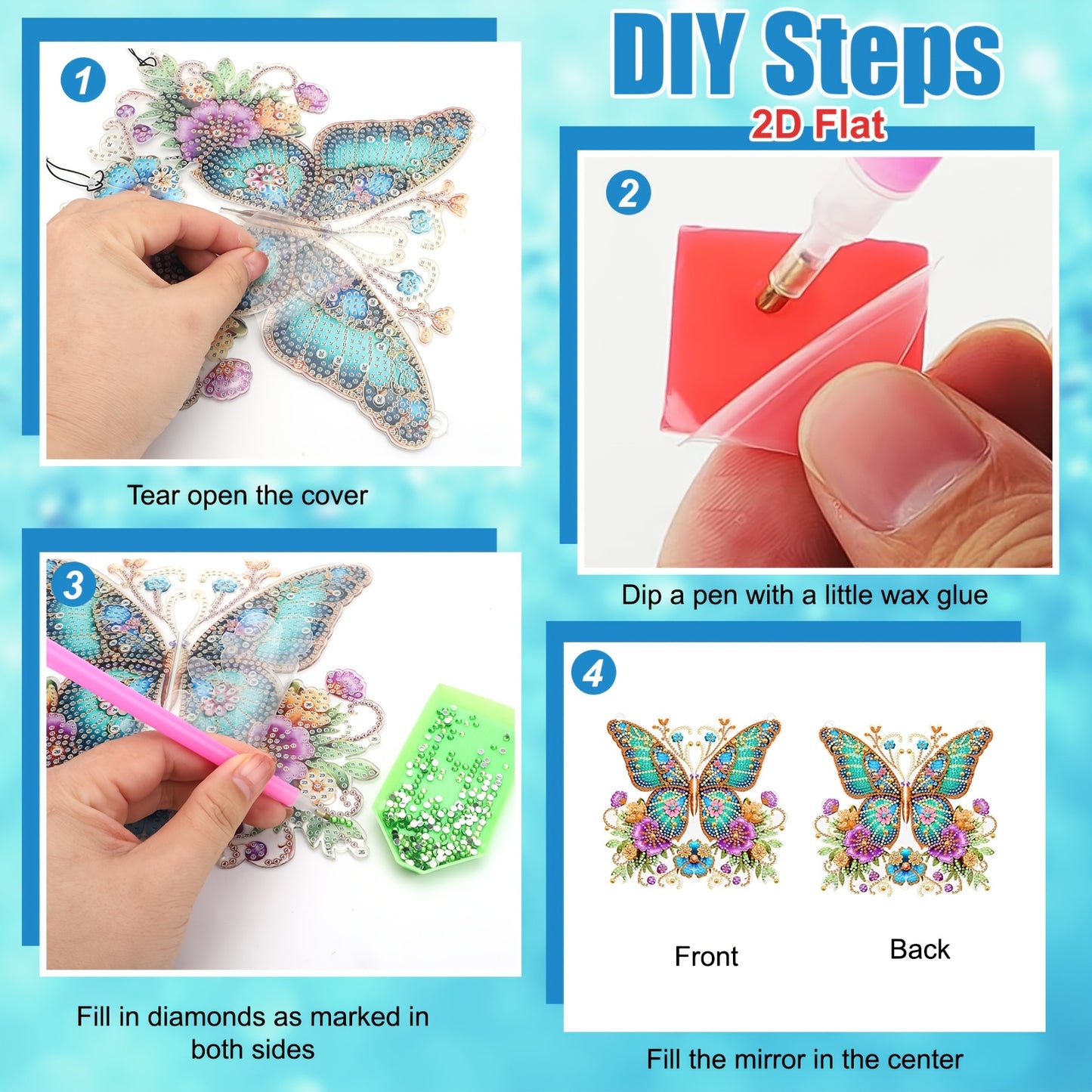 LINKSTYLE DIY Diamond Painting Wind Chime Kit Butterfly Rotating