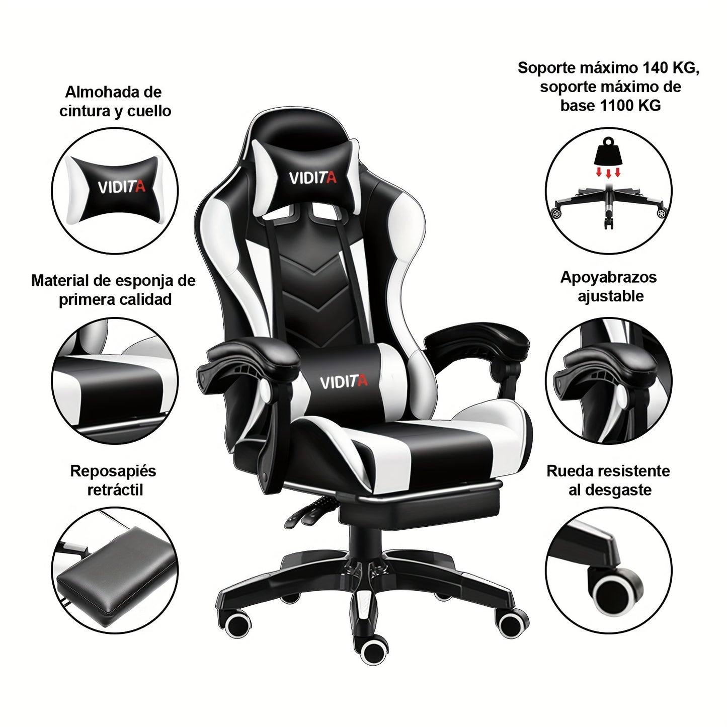 Ergonomic Gaming Chair With Lumbar Support Racing Style For PC