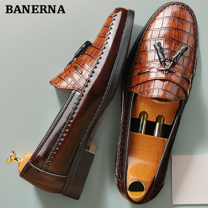 Men's Business Casual British Style Loafers Leather Slip On
