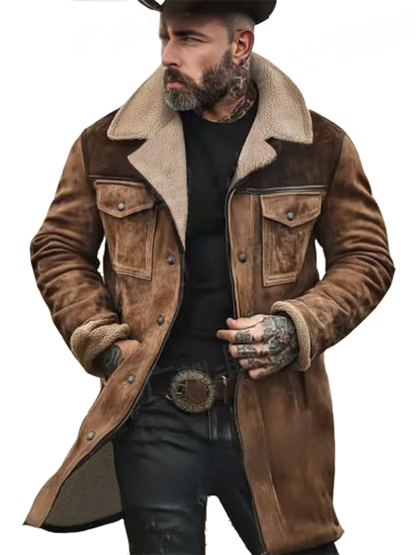 Men's Winter Single-Breasted Jacket With Multi-Pocket Design