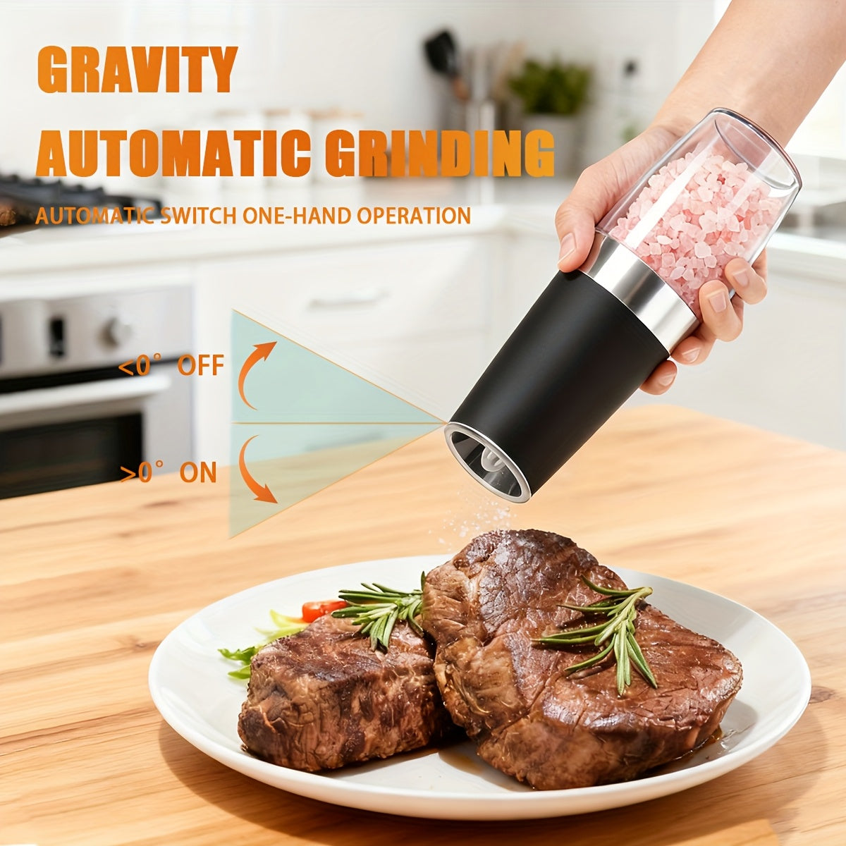 JIASLING Gravity Electric Salt And Pepper Grinder With LED Light