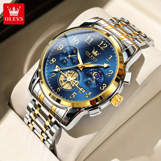 OLEVS Men's Dress Watch With Calendar Luminous Dial Stainless Steel