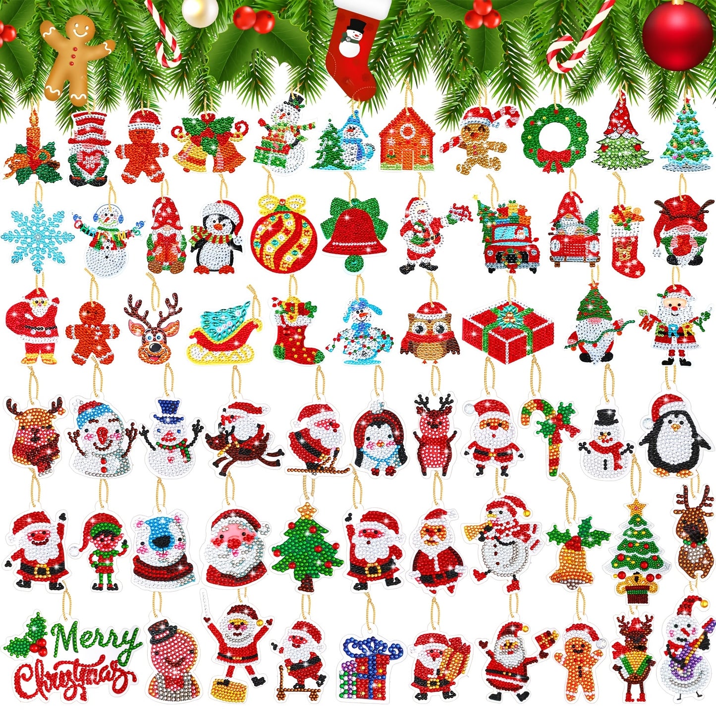 Chuangdi 64pc Diamond Art Ornament Kit For Christmas Craft