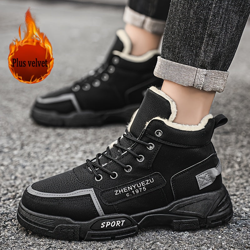 Zhenyuezu Winter High Top Fleece Lined Snow Boots Outdoor