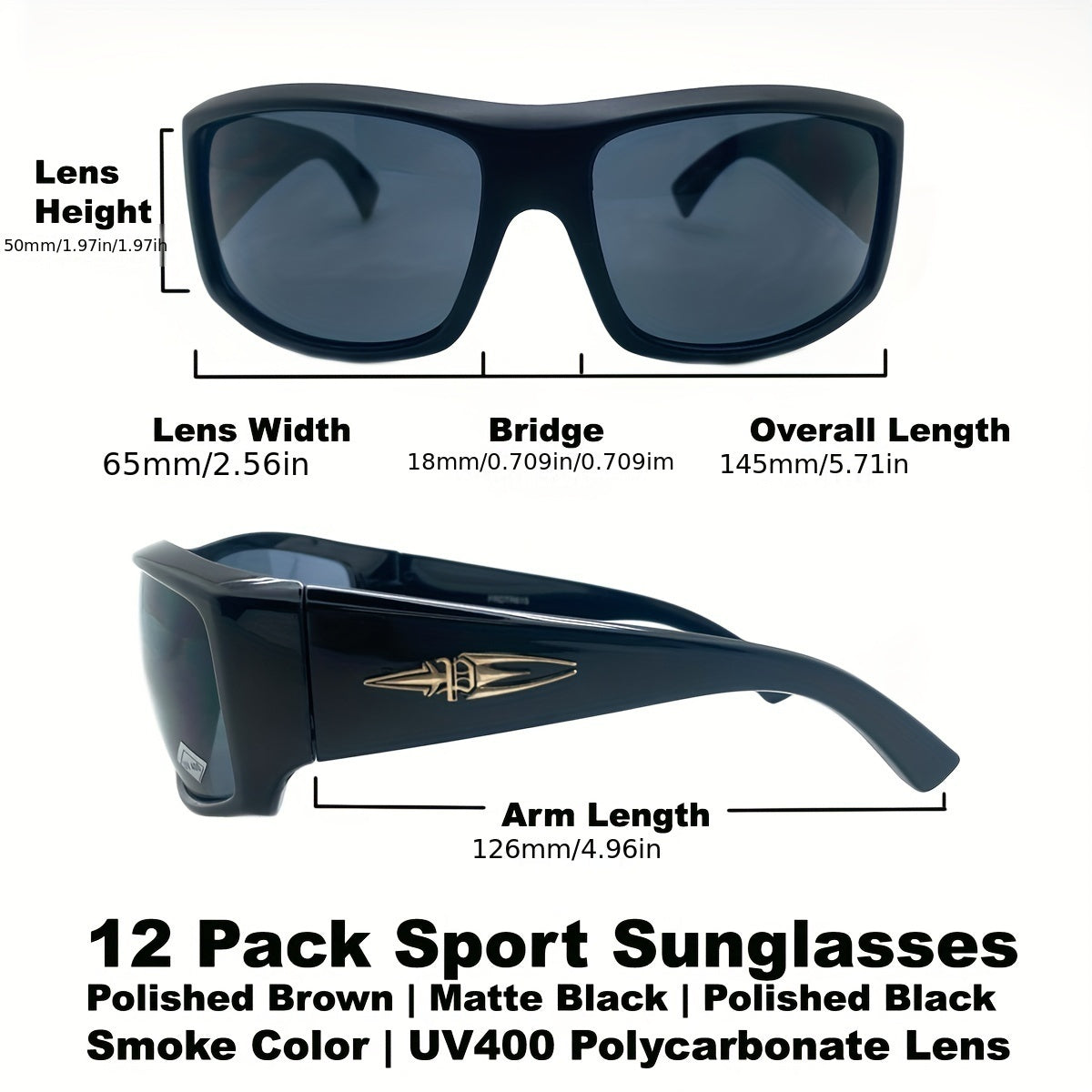 12 Pairs Sport Sunglasses Adult Unisex with UV400 Lens