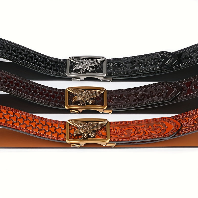 2 Pack Genuine Leather Belts For Men With Adjustable Quick Release Buckle