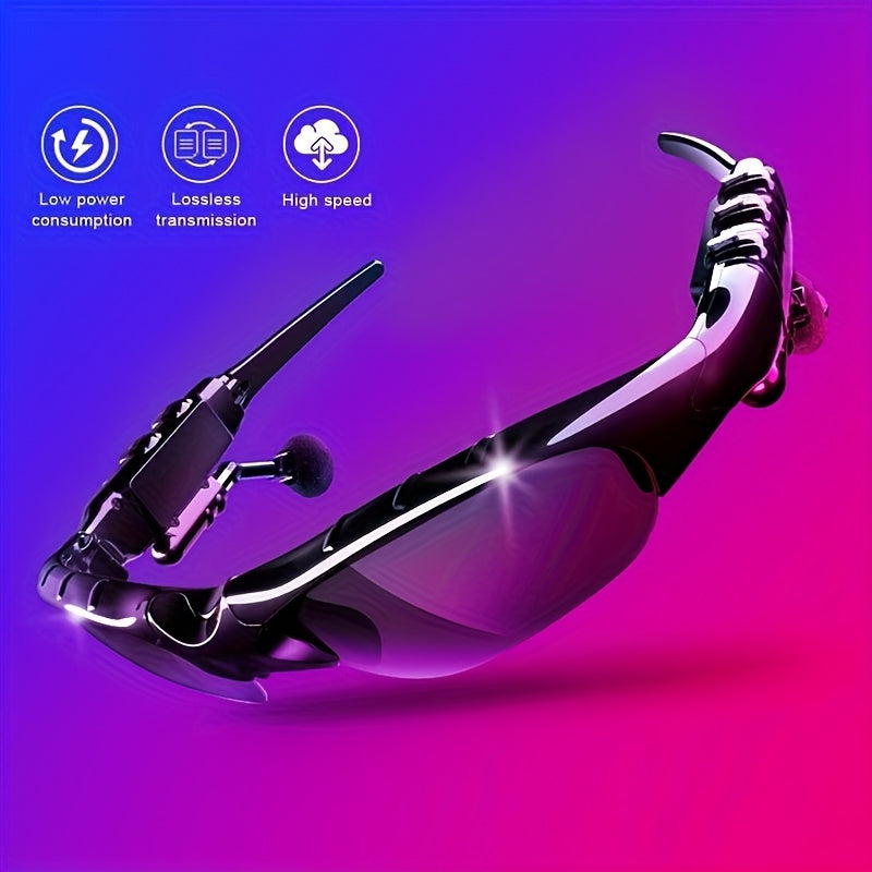 Wireless Glasses Wireless Headset, Support Hands-free Calls And Music, Smart Glasses, Plastic Opening And Closing Design, Volume Control Button, Built-in Condenser Microphone, USB Charging, 30 MAh Rechargeable Polymer Battery