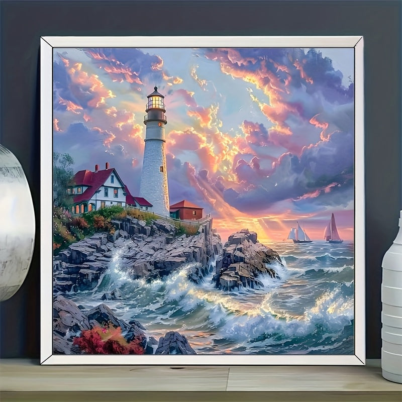 Round Diamond Painting Kit Full Drill Mosaic Art Castle Scene