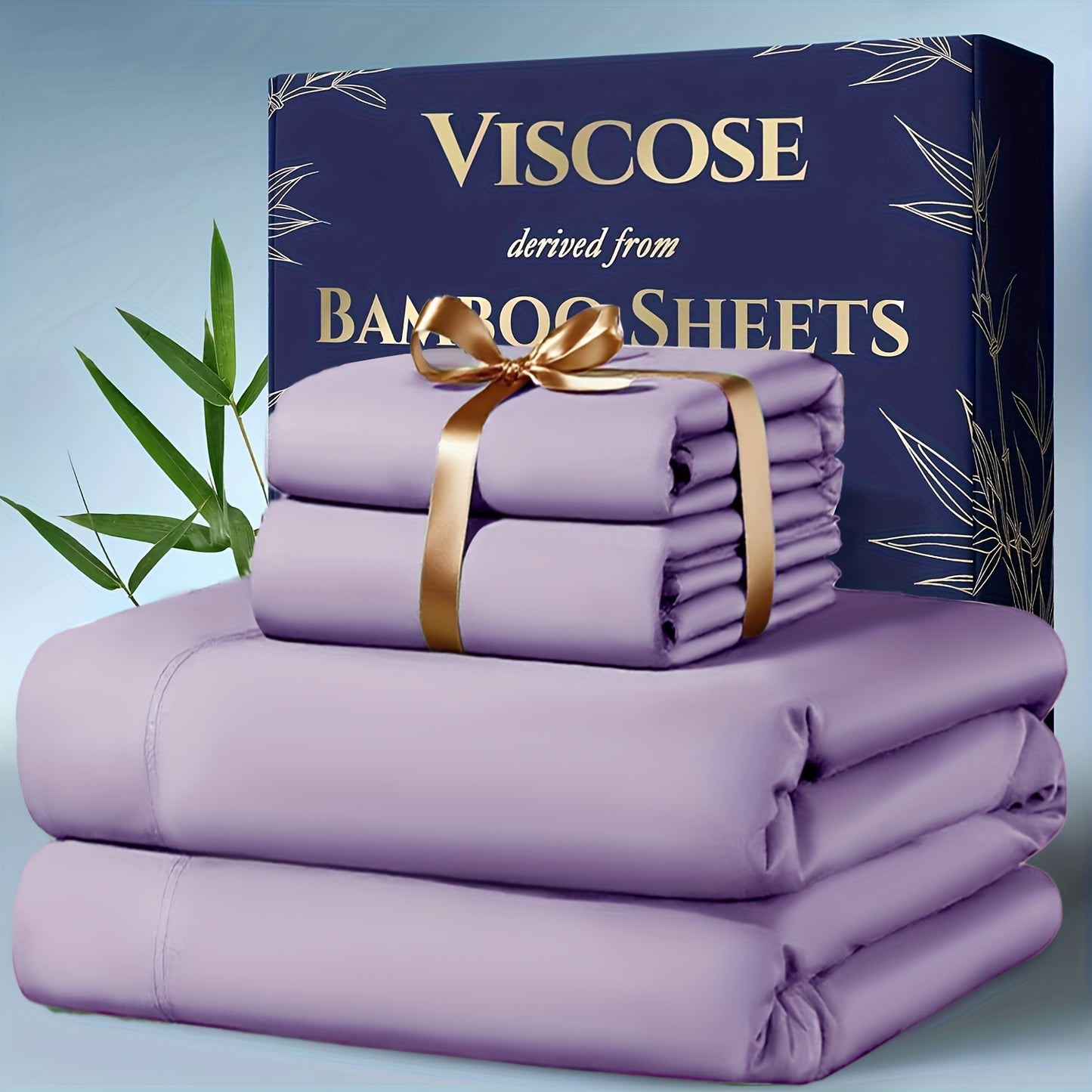 4pcs Bamboo Cooling Bedding - Extra Deep Pocket Breathable And Cooling - Suitable for Hot Sleepers And Sweats, Children Pillowcases, Flat Sheet And Fitted Sheet - A Perfect Gift for Family, Queen And King Sizes, Next Day Deli