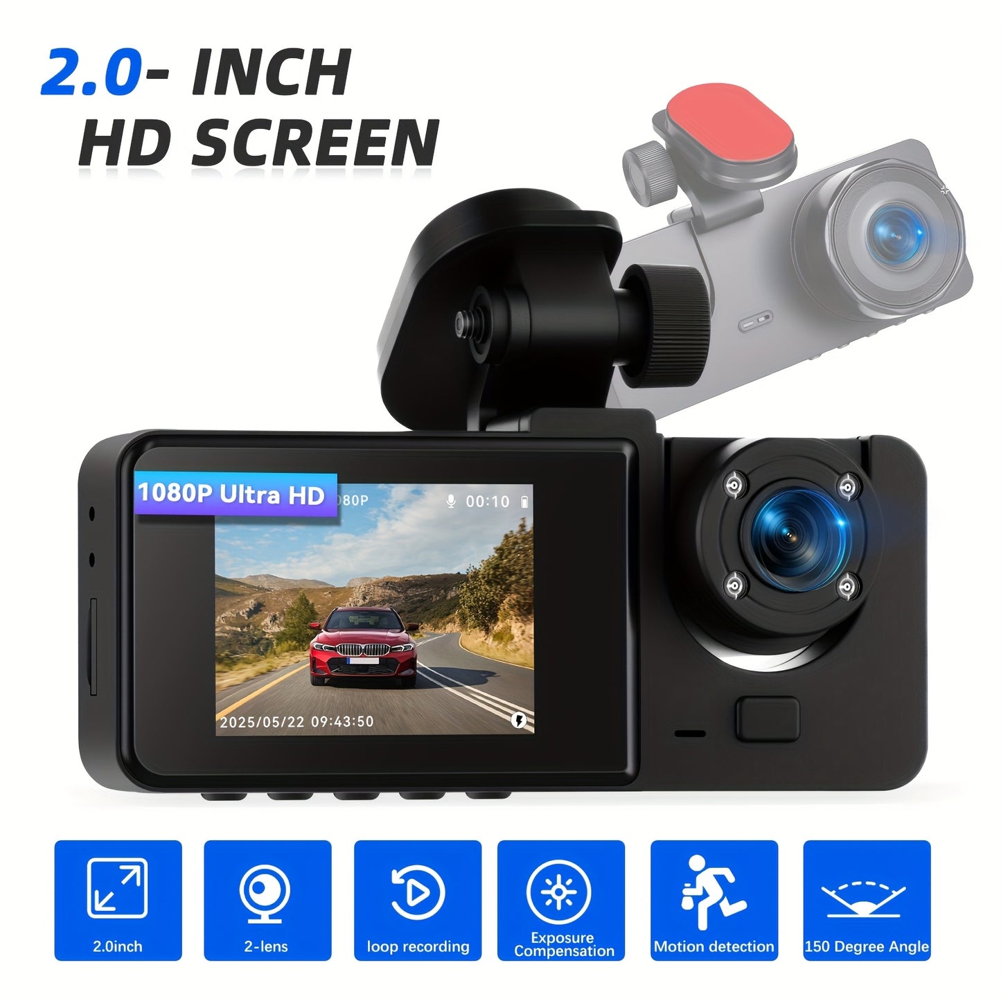 PODOFO 1080P Dash Cam Front And Interior Dual Lens