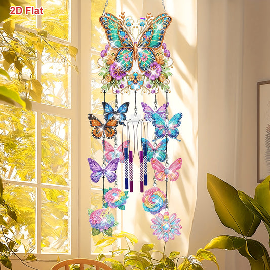 LINKSTYLE DIY Diamond Painting Wind Chime Kit Butterfly Rotating