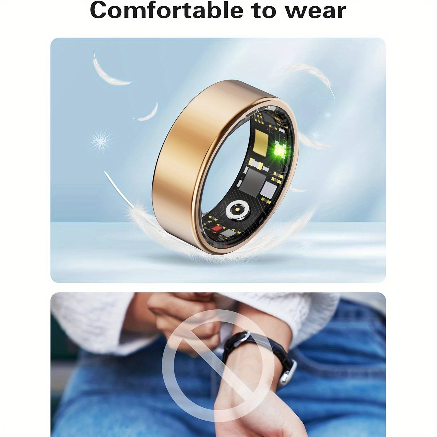 FERTO Smart Ring Fitness Tracker For iPhone Android IP68