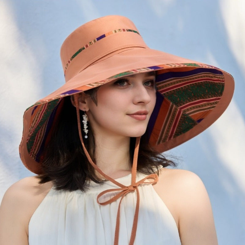 1pc Oversized Brim Sun Hat: Reversible Design with Full Shade Coverage