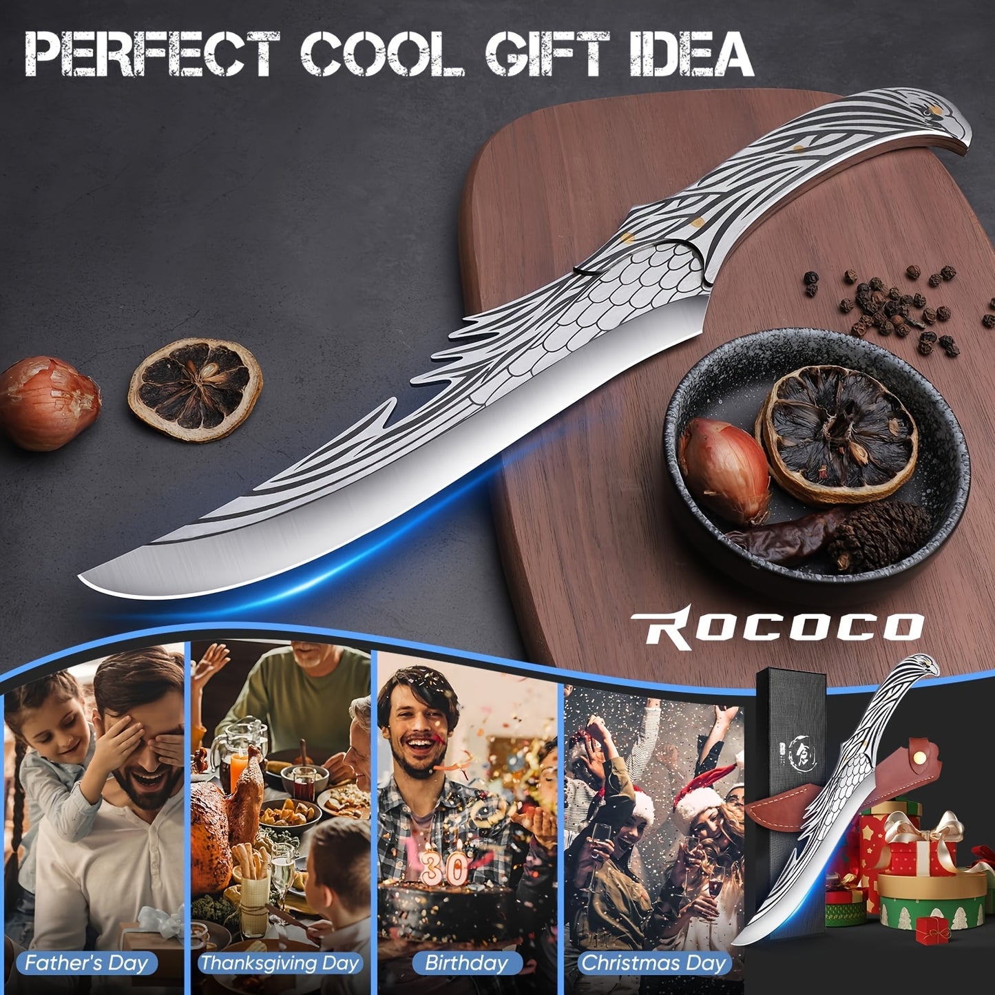 Purple Dragon Viking Boning Knife With Sheath For Meat Filleting