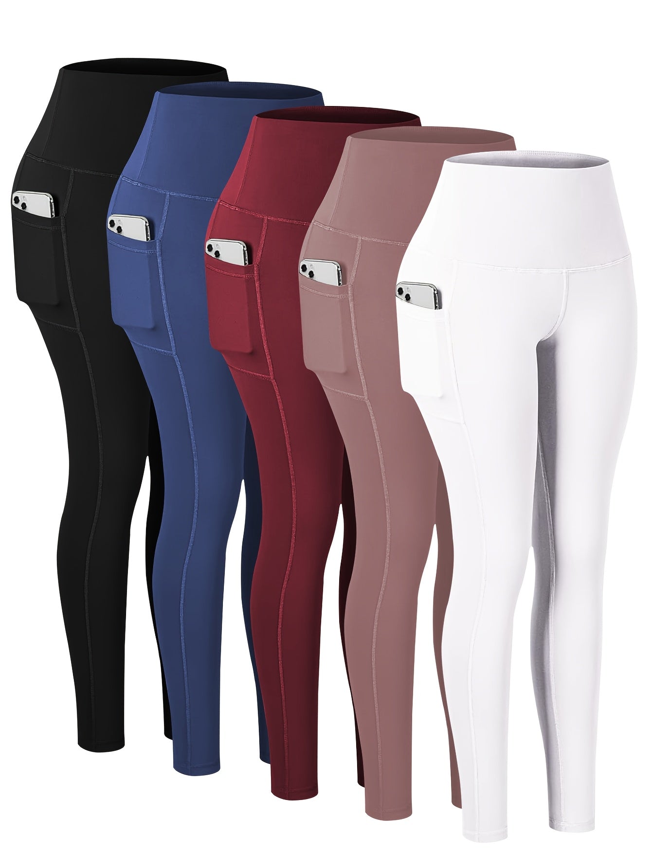 Women's Plus-Size High-Waisted Yoga Pants With Pockets