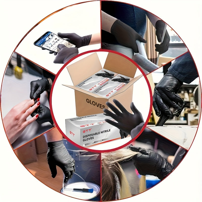 200 Count Bulk Pack Heavy-Duty Nitrile Gloves - 6 Mil Thickness, Latex-Free &, Chemical Resistant, Flexible Form-Fitting Gloves Suitable for Industrial,, Automotive,, Use (200pcs Box)