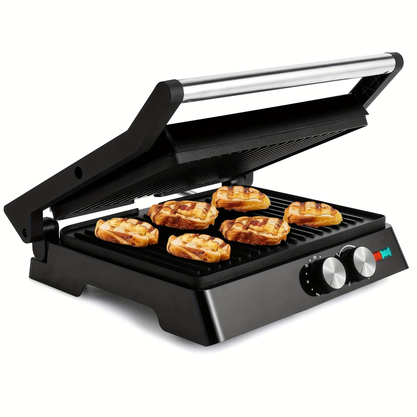 SUSTEAS 3-In-1 Electric Indoor Grill Panini Press With Nonstick Plates