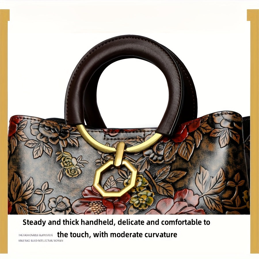 Vintage Exquisite Style Elegant Women's Bag Floral Print Crossbody Handbag