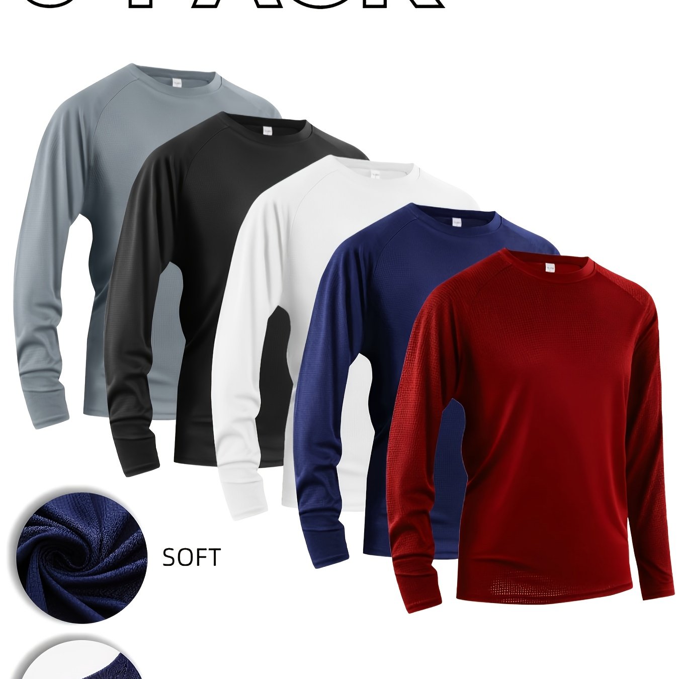 Mens Quick Dry Breathable Long Sleeve Tee Moisture Wicking Top