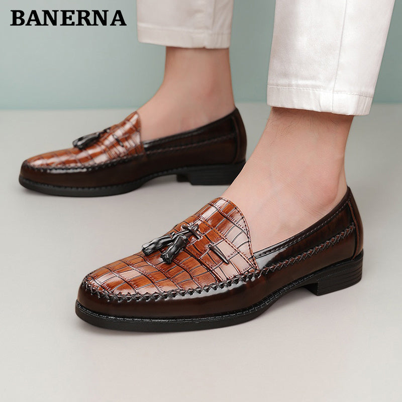 Men's Business Casual British Style Loafers Leather Slip On