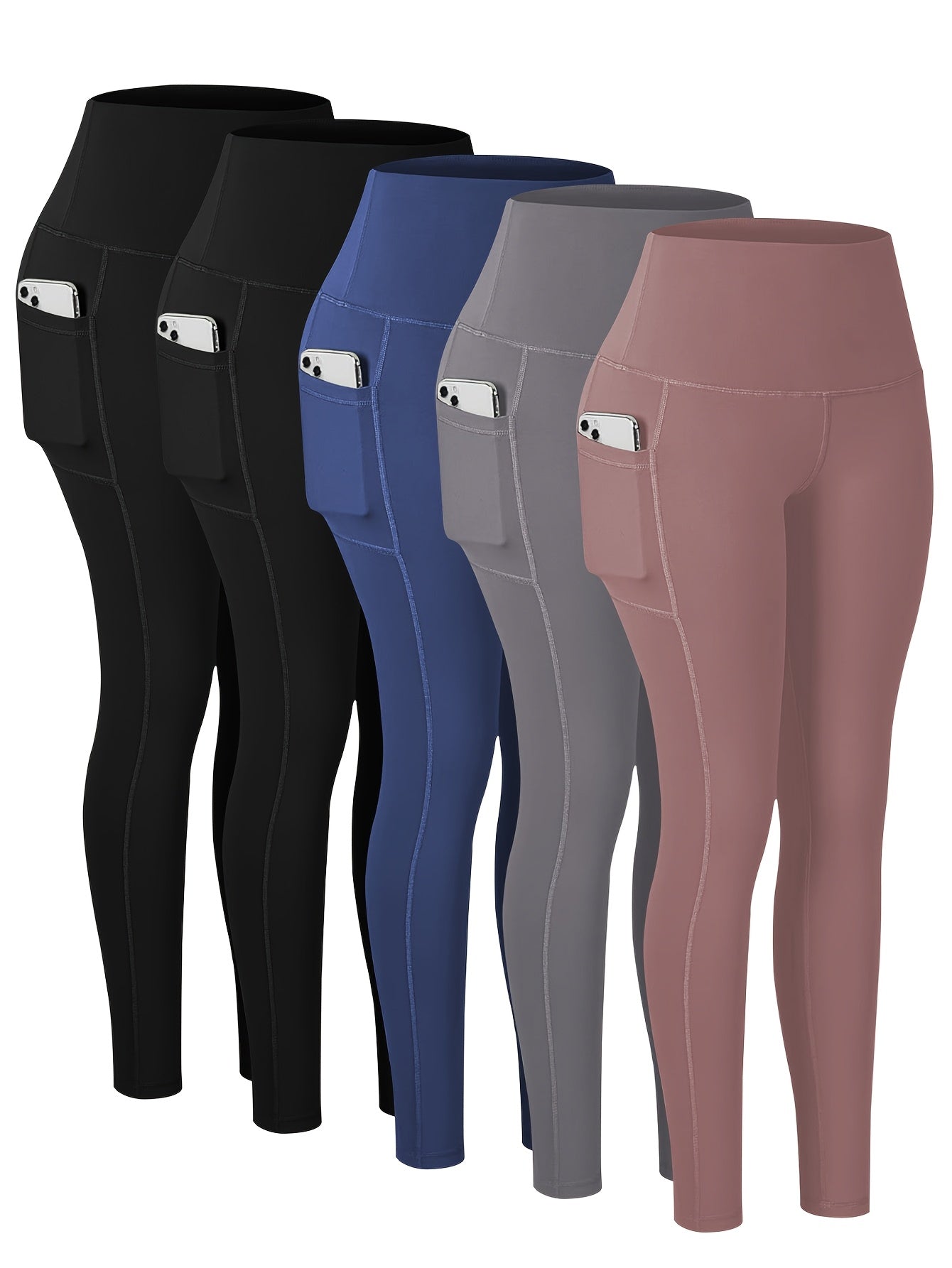 Women's Plus-Size High-Waisted Yoga Pants With Pockets