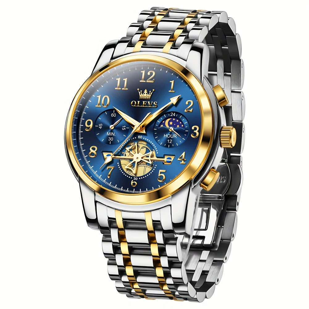 OLEVS Men's Dress Watch With Calendar Luminous Dial Stainless Steel