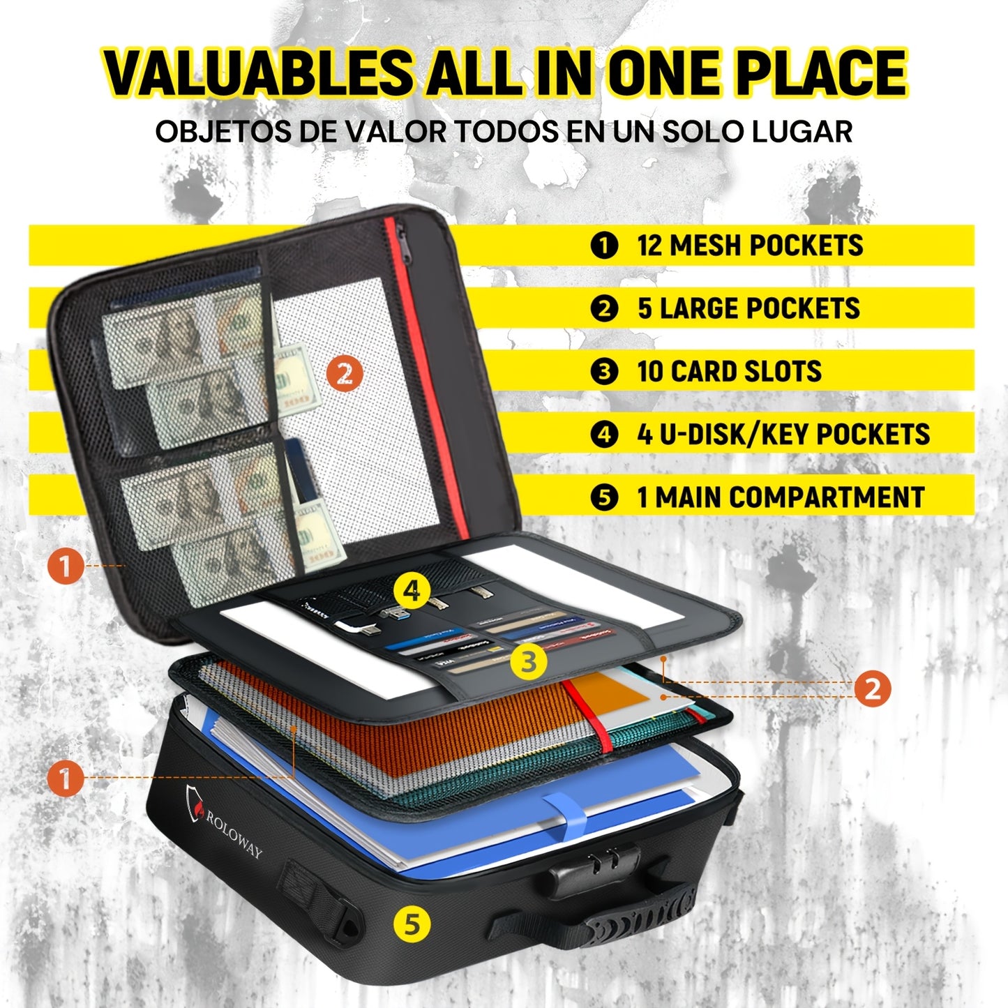 1pc Fireproof Document Bag With Lock & Reflective Strip (17 X 11.8 X 5 Inch), Important Document Storage Bag With Multi-Layer File Organizers Valentine'S Day