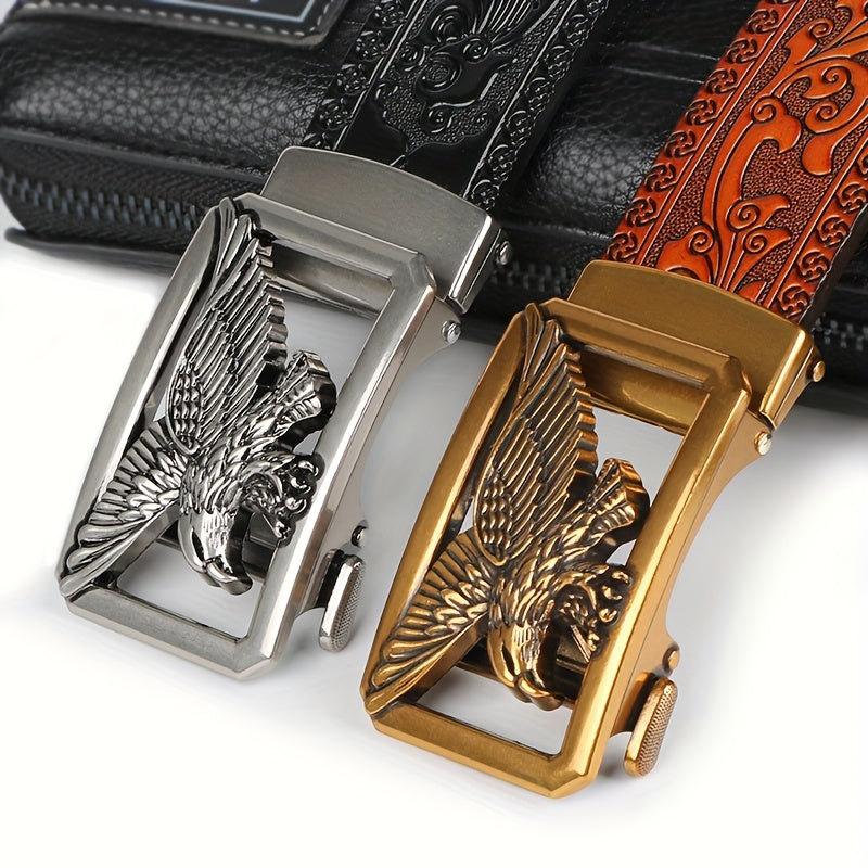 2 Pack Genuine Leather Belts For Men With Adjustable Quick Release Buckle