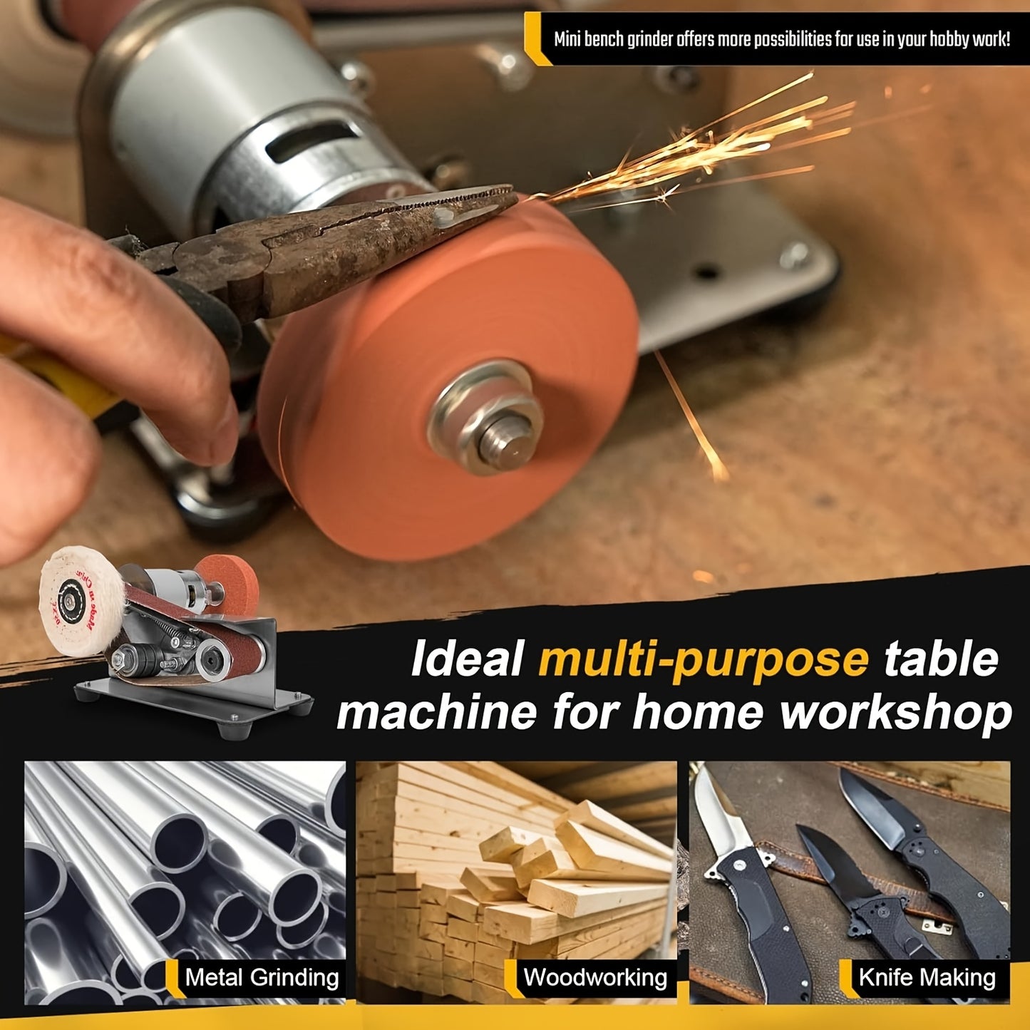 Mini Electric Belt Sander 7 Speed Control 10 Belts 110V