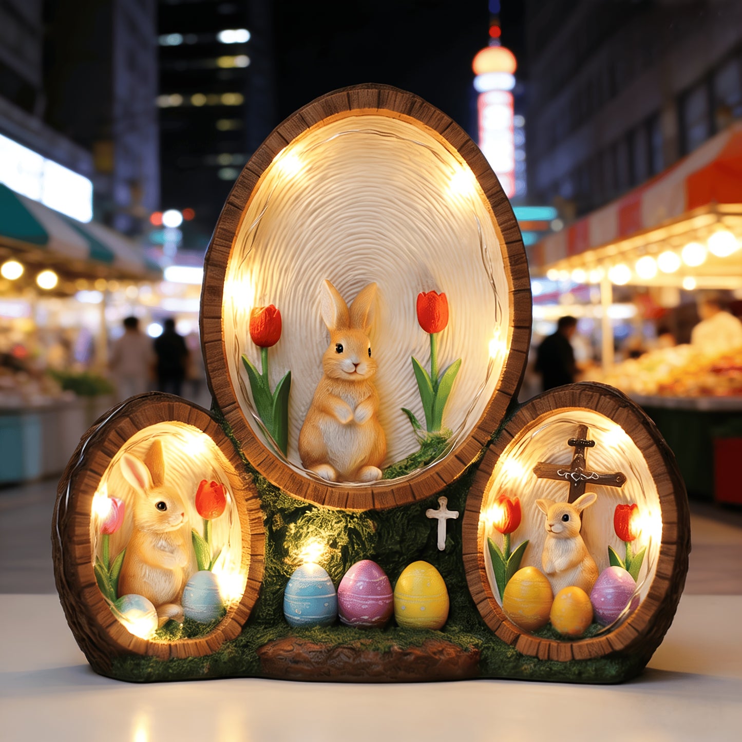 Essential for Easter: Luxurious Handcrafted Resin Tulip Rabbit Egg Ornaments, Decorations Featuring The Cross of, Gifts for Valentine'S Day, And Glowing Home Decor