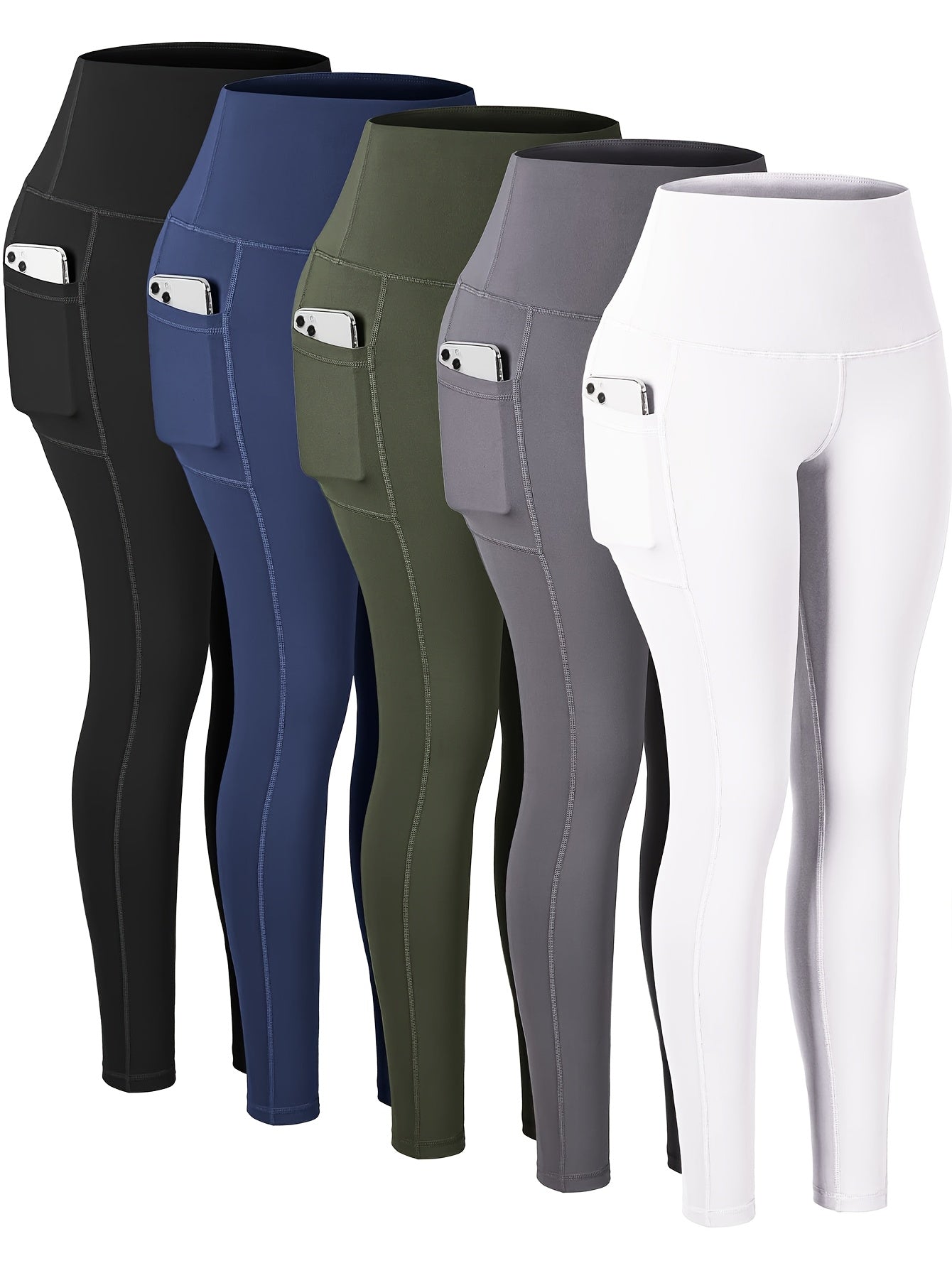 Women's Plus-Size High-Waisted Yoga Pants With Pockets