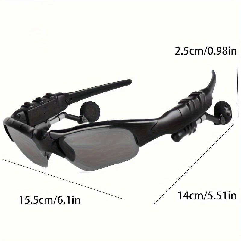 Wireless Glasses Wireless Headset, Support Hands-free Calls And Music, Smart Glasses, Plastic Opening And Closing Design, Volume Control Button, Built-in Condenser Microphone, USB Charging, 30 MAh Rechargeable Polymer Battery