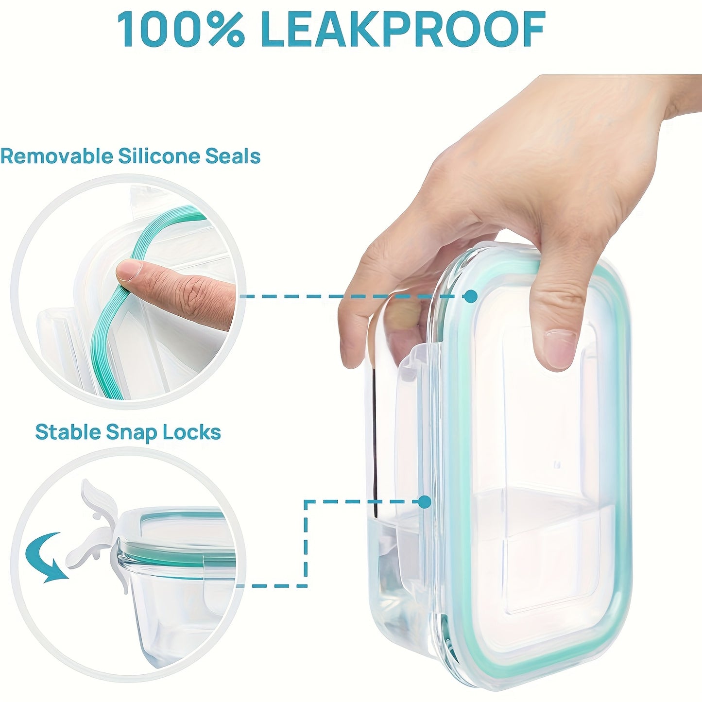 16pcs Sealed Glass Food Storage Containers, Lunch Boxes, Microwave Ovens, Ovens - Perfect For Salads, Fruits, Vegetables, And Sandwiches, Lunch Boxes | Sealed Storage | Durable Glass, Food Storage Containers (8 Lids+8 Contain