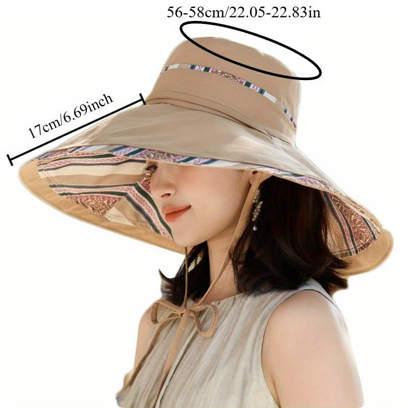 1pc Oversized Brim Sun Hat: Reversible Design with Full Shade Coverage