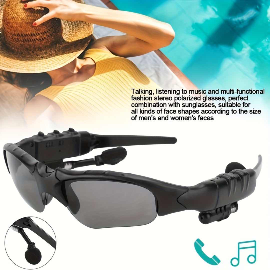 Wireless Glasses Wireless Headset, Support Hands-free Calls And Music, Smart Glasses, Plastic Opening And Closing Design, Volume Control Button, Built-in Condenser Microphone, USB Charging, 30 MAh Rechargeable Polymer Battery