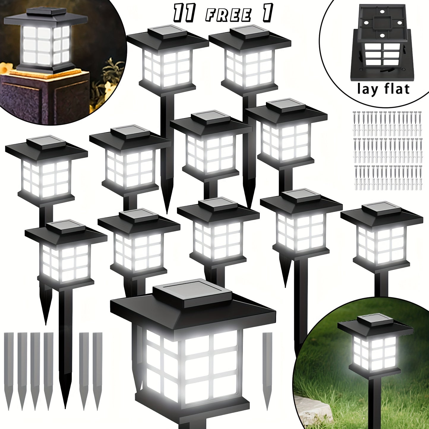 YUNXI Solar Path Lights Outdoor Garden Landscape Lighting LED